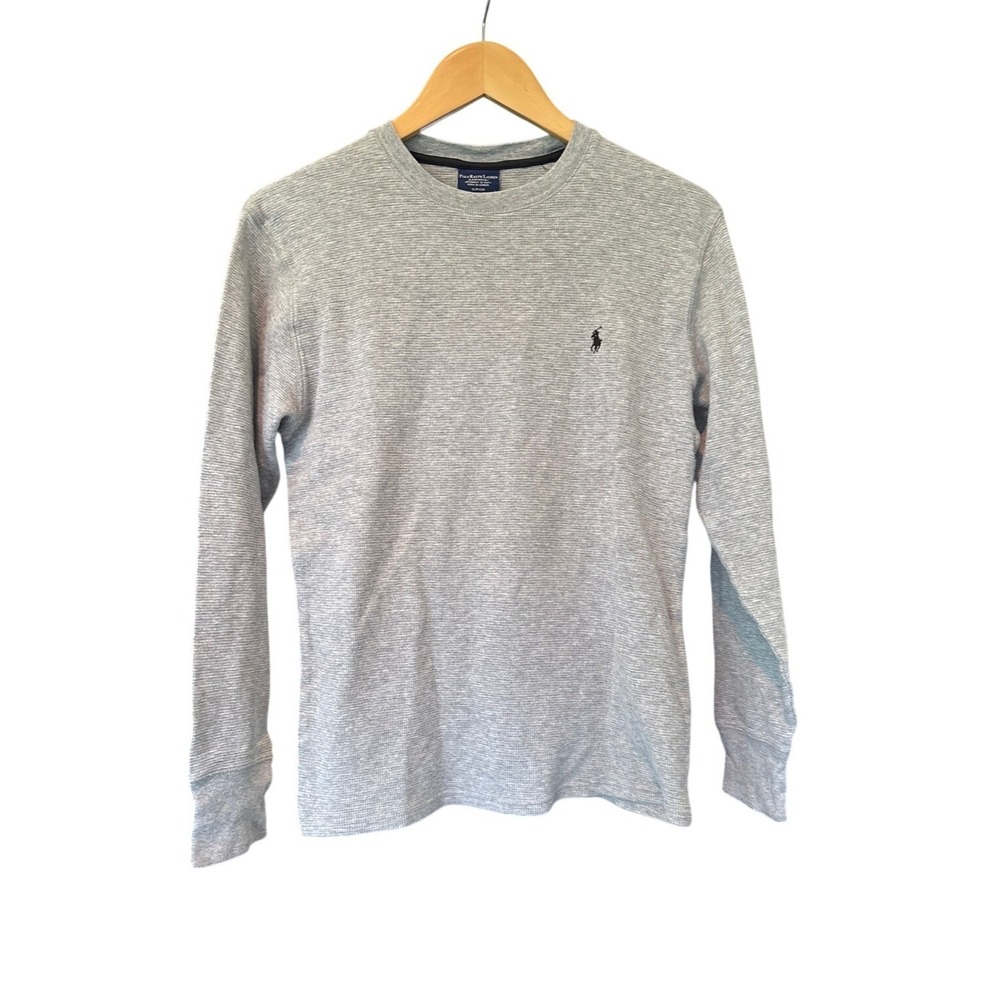Polo Ralph Lauren Men's Gray Long Sleeve Waffel Textured Shirt Size S Pre-owned